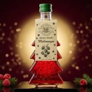 Syrop o smaku malinowym w szklanej butelce choince 250 ml w serca – światło bokeh