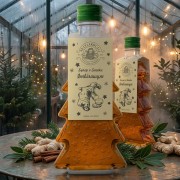 Syrop o smaku imbirowym w szklanej butelce choince 250 ml w gwiazdki – oranżeria