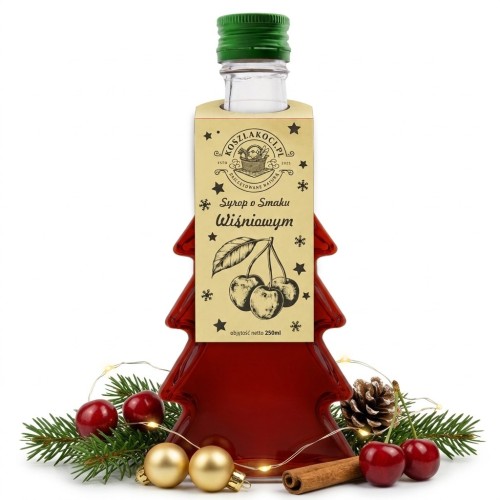 Syrop o smaku wiśniowym w butelce choince 250 ml – słodki upominek
