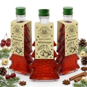 Syrop o smaku wiśniowym w szklanej butelce choince 250 ml w serca – trzy butelki anyż cynamon