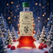 Syrop o smaku malinowym w gładkiej szklanej butelce choince 250 ml – śnieg choinki