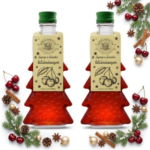 Zestaw 5 syropów o smaku wiśniowym w choinkach 250 ml – upominki na Gwiazdkę
