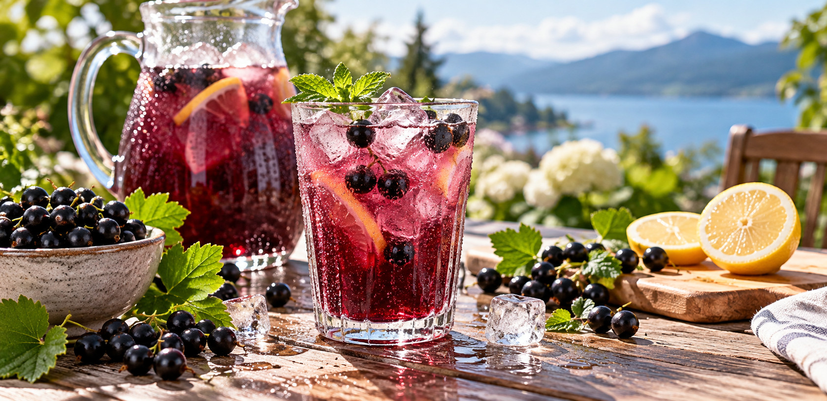 Schłodzona lemoniada z czarną porzeczką